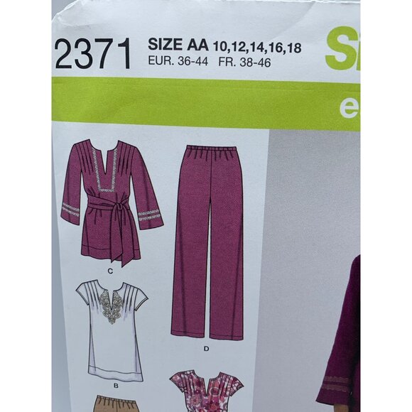 Simplicity Misses Dress Tunic Pants  Sewing Pattern sz 10-18 2371 - uncut - Picture 2 of 4